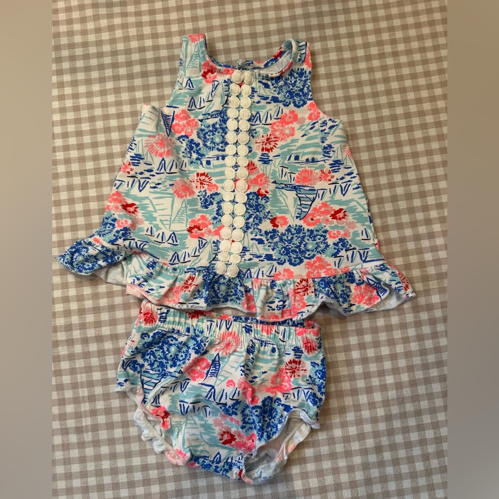 Crown & Ivy Baby Floral Set in Blue and Pink